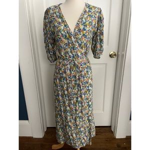 Faithfull The Brand Marta Midi Wrap Dress - Size 8 - Vionette Floral Print - NWT